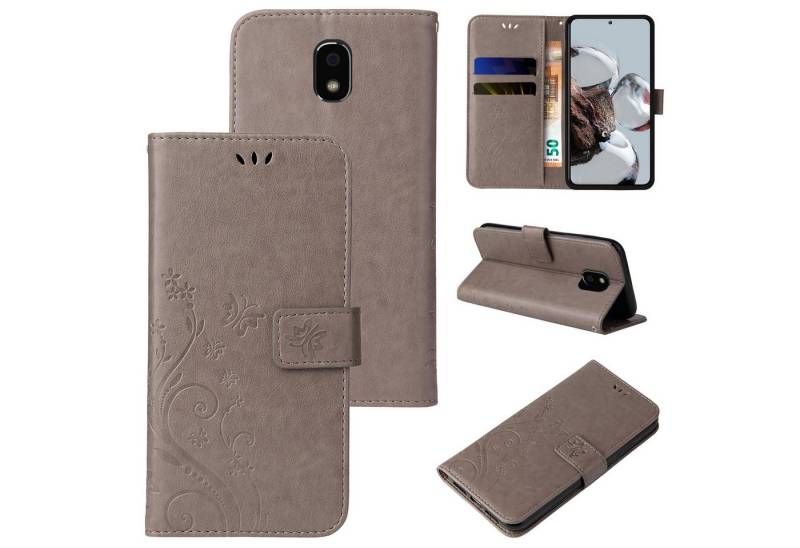 Tec-Expert Handyhülle Cover Tasche Hülle für Samsung Galaxy J7 (2017) 5,5 Zoll, Klapphülle Case mit Kartenfach Fliphülle aufstellbar, Motiv Blumen von Tec-Expert