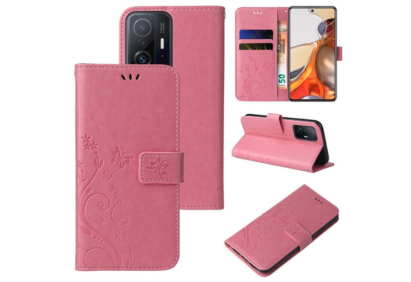 Tec-Expert Handyhülle Cover Tasche Hülle für Xiaomi 11T & 11T Pro 6,67 Zoll, Klapphülle Case mit Kartenfach Fliphülle aufstellbar, Motiv Blumen Tec-Expert Handyhülle Cover Tasche Hülle für Xiaomi 11T & 11T Pro 6,67 Zoll, Klapphülle Case mit Kartenfach Fliphülle aufstellbar, Motiv Blumen von Tec-Expert