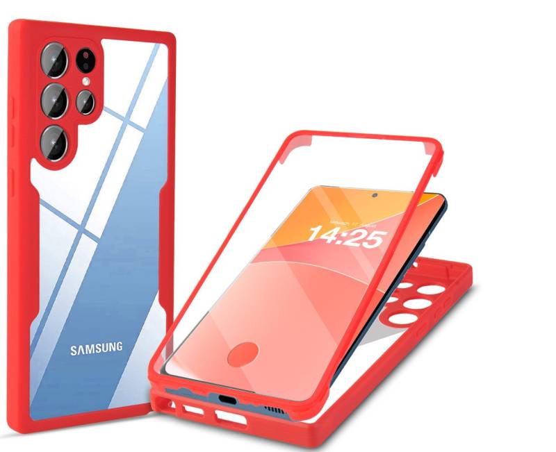 Tec-Expert Handyhülle 360 Grad Hülle für Samsung Galaxy S22 Ultra 6.8 Zoll, 6.8, Rundum Schutz Cover Case Hülle robust von Tec-Expert
