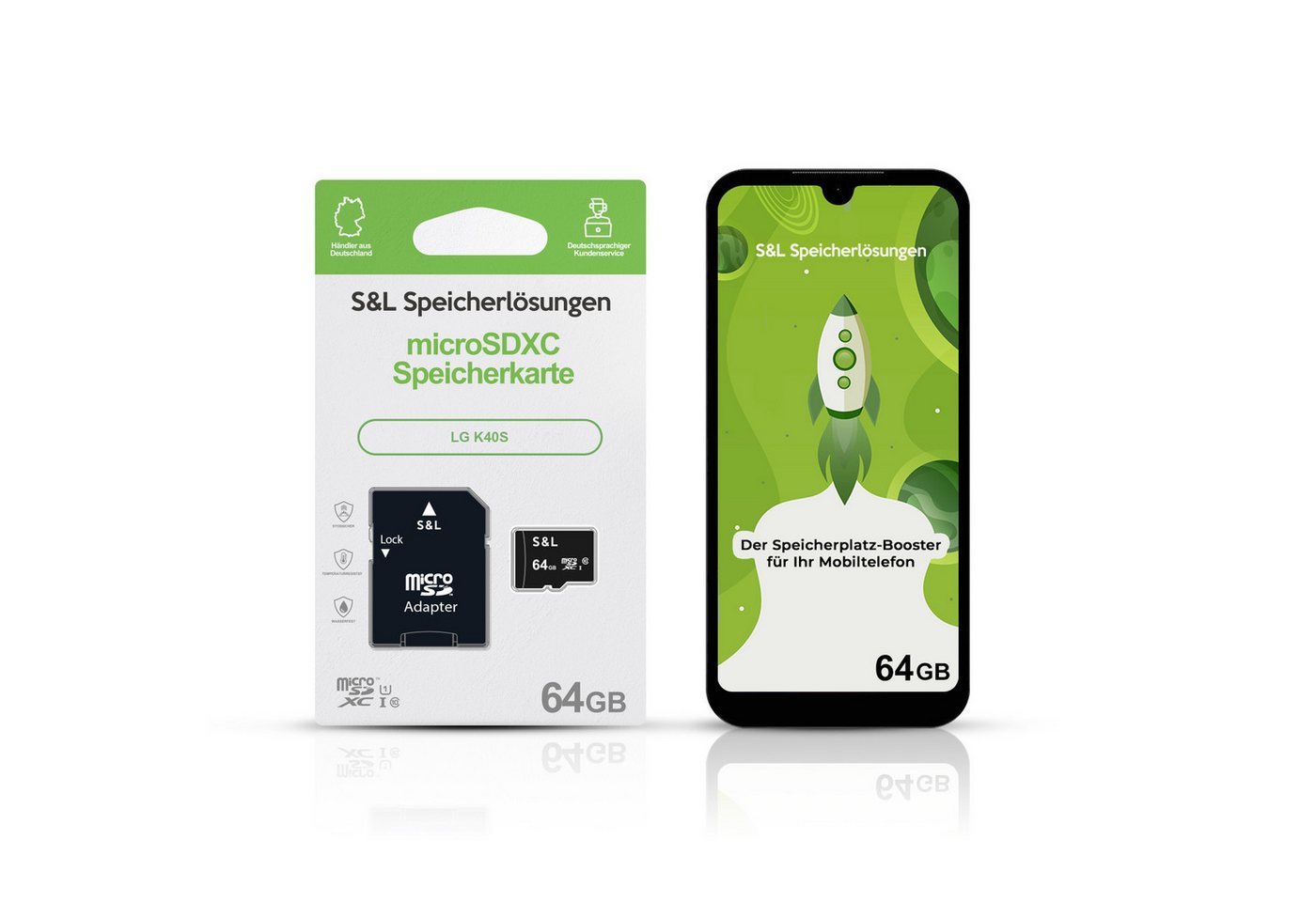Tec-Expert microSD Karte S&L für LG K40S Speicherkarte (64 GB, Class 10, microSDXC) von Tec-Expert