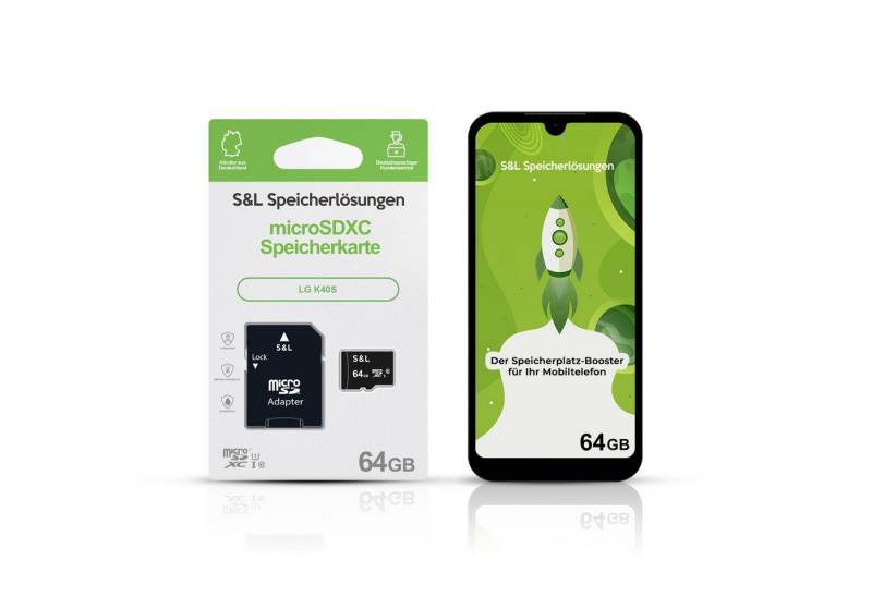 Tec-Expert microSD Karte S&L für LG K40S Speicherkarte (64 GB, Class 10, microSDXC) von Tec-Expert