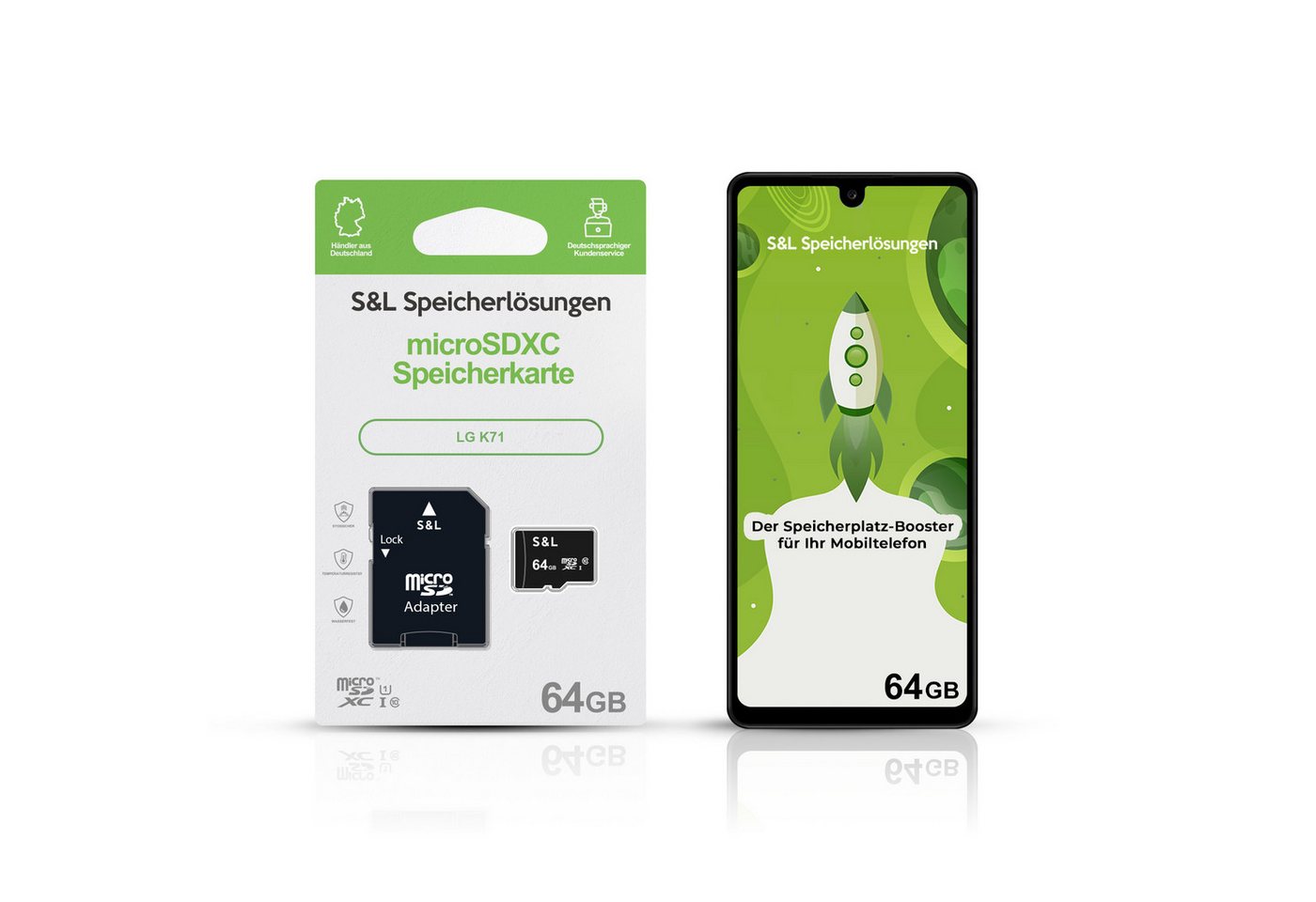 Tec-Expert microSD Karte S&L für LG K71 Speicherkarte (64 GB, Class 10, microSDXC) von Tec-Expert