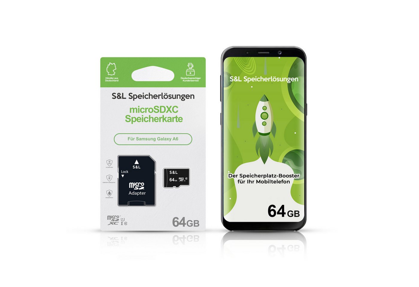 Tec-Expert microSD Karte S&L für Samsung Galaxy A6 Speicherkarte (64 GB, Class 10, microSDXC) von Tec-Expert