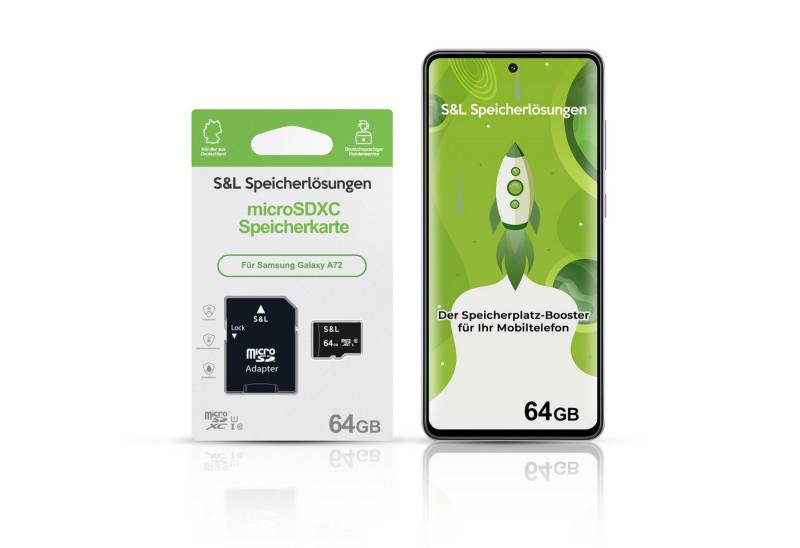 Tec-Expert microSD Karte S&L für Samsung Galaxy A72 Speicherkarte (64 GB, Class 10, microSDXC) von Tec-Expert
