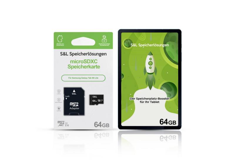 Tec-Expert microSD Karte S&L für Samsung Galaxy Tab S6 Lite Speicherkarte (64 GB, Class 10, microSDXC) von Tec-Expert