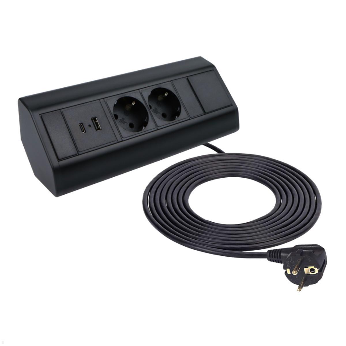 TecLines TAS010B 2-fach Ecksteckdose mit USB A/C Charger, schwarz TecLines TAS010B 2-fach Ecksteckdose mit USB A/C Charger, schwarz von TecLines