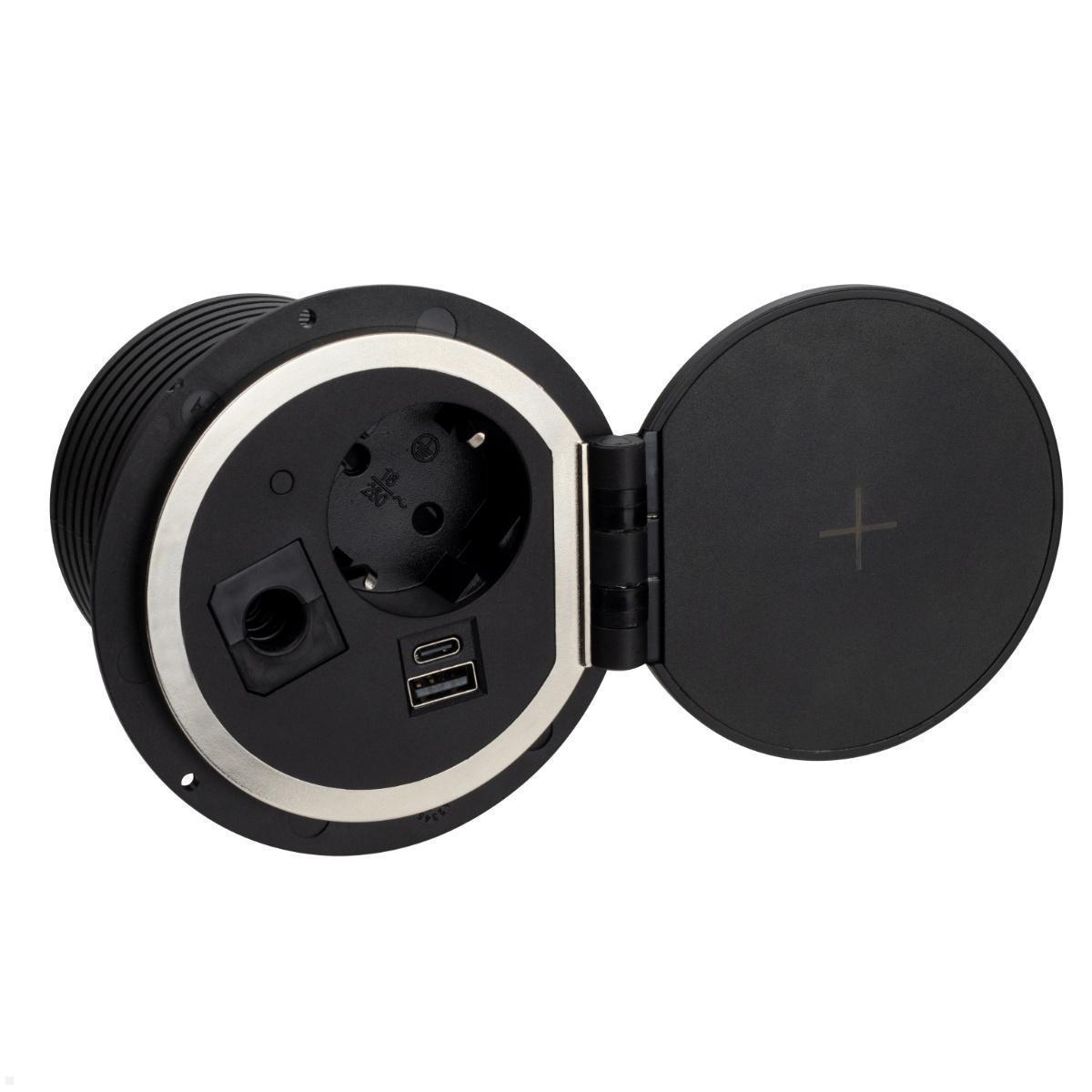 TecLines TES005B Einbausteckdose mit USB-Charger und Qi Ladeger?t schwarz TecLines TES005B Einbausteckdose mit USB-Charger und Qi Ladeger?t schwarz von TecLines
