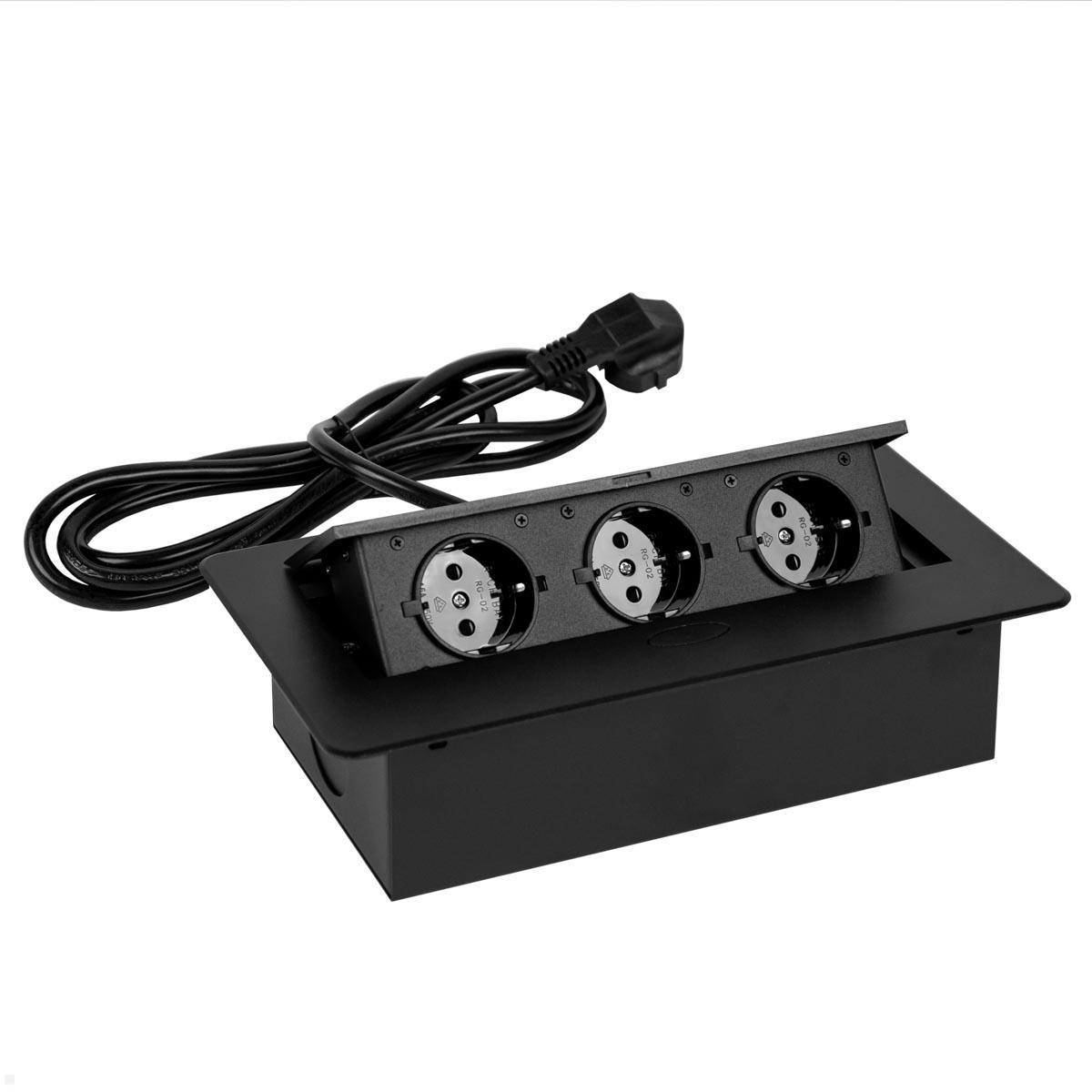 TecLines TES011B 3-fach Einbausteckdose mit 3m Kabel, schwarz TecLines TES011B 3-fach Einbausteckdose mit 3m Kabel, schwarz von TecLines