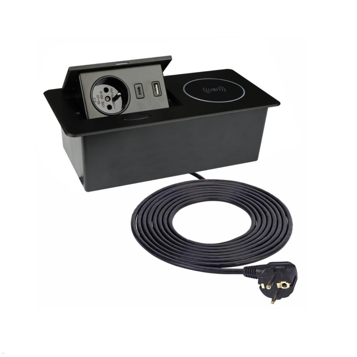 TecLines TES015B Einbau Steckdose mit USB A/C Charger, Qi, schwarz TecLines TES015B Einbau Steckdose mit USB A/C Charger, Qi, schwarz von TecLines