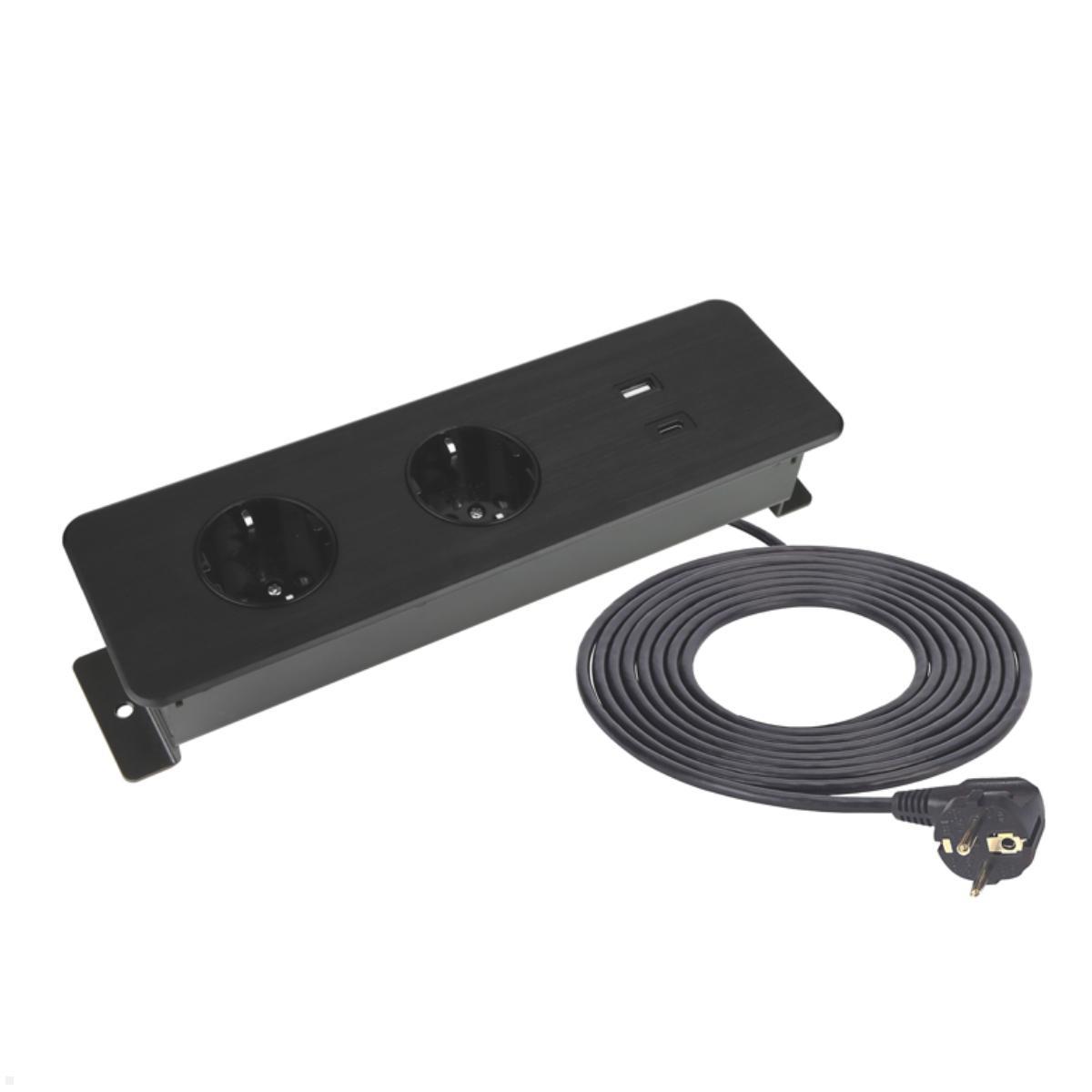 TecLines TES017B 2-fach Einbausteckdose mit USB A/C Charger, 1,5 m Kabel, schwar... TecLines TES017B 2-fach Einbausteckdose mit USB A/C Charger, 1,5 m Kabel, schwar... von TecLines