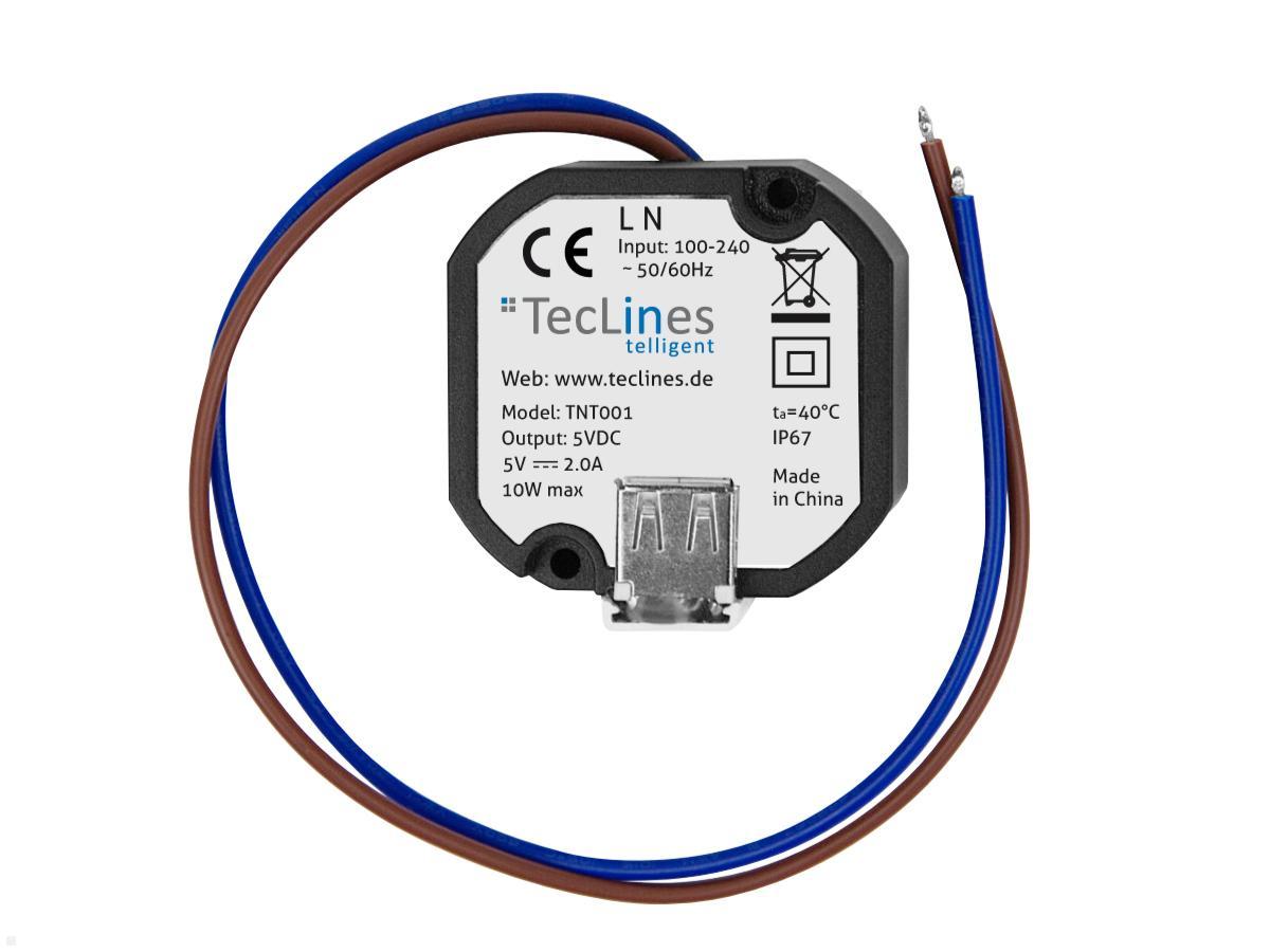 TecLines TNT001 Wandeinbau USB Netzteil Unterputz f?r Tablets von TecLines