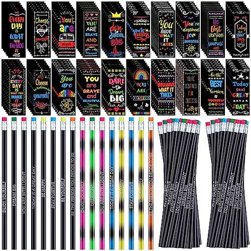 TecUnite 240 Stück inspirierende Bleistifte und inspirierende Lesezeichen-Set, 120 motivierende Lesezeichen, 120 thermochrome Farbwechsel-Bleistifte für Kinder, Studenten, Lehrer, Schulklassen, Belohnungsgeschenke TecUnite 240 Stück inspirierende Bleistifte und inspirierende Lesezeichen-Set, 120 motivierende Lesezeichen, 120 thermochrome Farbwechsel-Bleistifte für Kinder, Studenten, Lehrer, Schulklassen, Belohnungsgeschenke von TecUnite