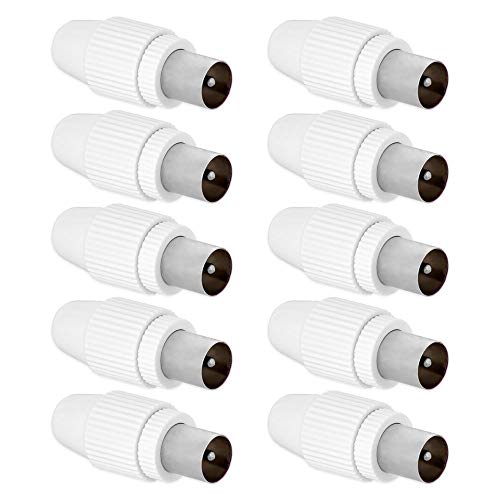 10x Koaxial Stecker TV Antennenstecker Adapter Koax Stecker Schraubbar Verbinder Gerade von Tecbee