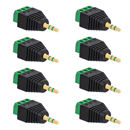 8x Klinken Stecker 3,5 mm Adapter > Terminal Block 3-Pin Schraub Klemmen Vergoldet 8x Klinken Stecker 3,5 mm Adapter > Terminal Block 3-Pin Schraub Klemmen Vergoldet von Tecbee