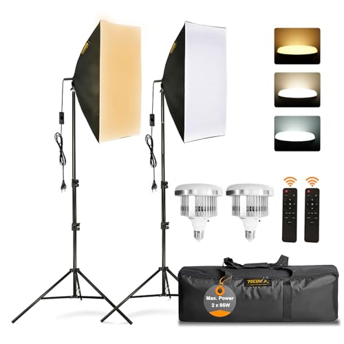 Softbox Set Fotostudio,95 W 2 x 50 x 70 cm Softbox LED Beleuchtung Set with E27 3000-6500 K Studio Lights, Vollverstellbare lichtstativ, für YouTube,Tiktok Videoaufnahmen, Studio Porträts, Fotografie Softbox Set Fotostudio,95 W 2 x 50 x 70 cm Softbox LED Beleuchtung Set with E27 3000-6500 K Studio Lights, Vollverstellbare lichtstativ, für YouTube,Tiktok Videoaufnahmen, Studio Porträts, Fotografie von Tecdigbo