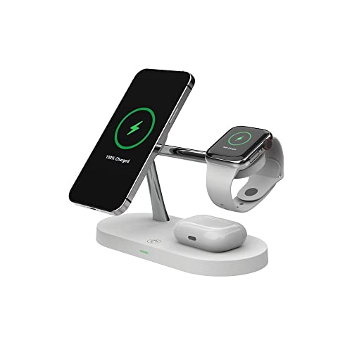 Tech-Protect A14 3 in 1 Magnetic Wireless Charger - 3-in-1-Ladegerät mit Magnet, Kabellose Ladestation | Kompatibel mit iPhone 12/13, iWatch, AirPods | Weiß von Tech-Protect