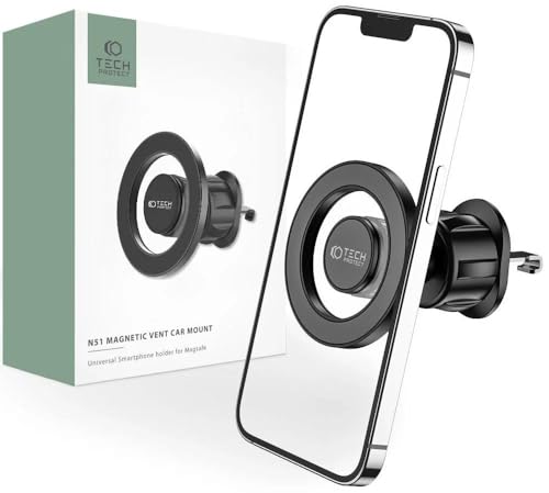TECH PROTECT N51 Magnetic Vent Car Mount - Auto Handyhalterung mit Magnet, Autohalterung 360° drehbar für Lüftung | Kompatibel mit iPhone 14/13/12 | Schwarz von TECH PROTECT