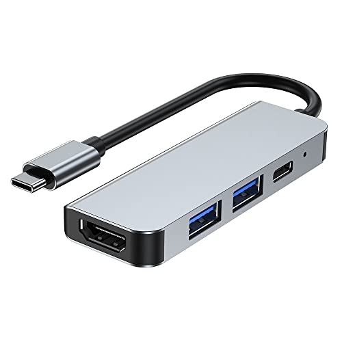 Tech-Protect V2-Hub Adapter 4in1 - USB-C Adapter mit 4K HDMI, 2X USB, USB-C | für Laptops mit USB-Typ-C-Anschluss | Grau von Tech-Protect