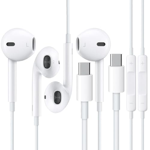 USB-C-Kopfhörer für iPhone 16, 2 Stück, USB-C-Ohrhörer mit Mikrofon und Geräuschunterdrückungs-Fernbedienung für iPhone 16/16 Pro/16 Pro Max/15 Pro, iPad Pro, Galaxy S24/S23/S21/Ultra Note 10/20 USB-C-Kopfhörer für iPhone 16, 2 Stück, USB-C-Ohrhörer mit Mikrofon und Geräuschunterdrückungs-Fernbedienung für iPhone 16/16 Pro/16 Pro Max/15 Pro, iPad Pro, Galaxy S24/S23/S21/Ultra Note 10/20 von Tech Sense Lab