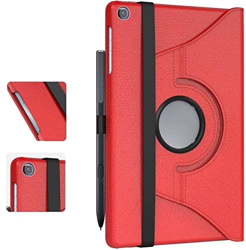 360 Grad drehbare Hülle für Samsung Galaxy Tab A7 10.4 (2020) T500 T505 Leder Stand Cover (Rot) von TechDealsUK