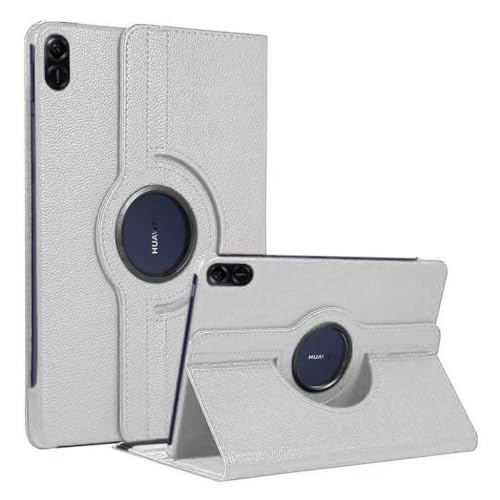 360° drehbare Schutzhülle für Honor Pad X9 11,5 Zoll (2023), Premium-Lederhülle mit automatischer Sleep/Wake-Funktion und Standfunktion, Weiß von TechDealsUK