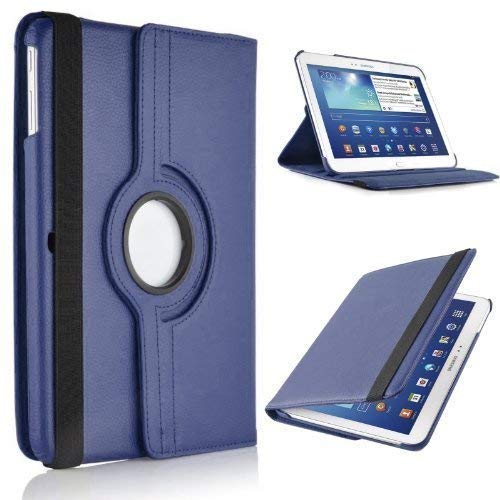 Foliotasche mit Ständer 360 Grad drehbar aus Leder für Samsung Galaxy Tab 4 10.1 T530 T535 - Marineblau von TechDealsUK