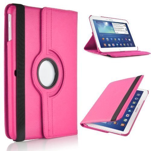 Foliotasche mit Ständer 360 Grad drehbar aus Leder für Samsung Galaxy Tab 4 10.1 T530 T535 - Rosa von TechDealsUK