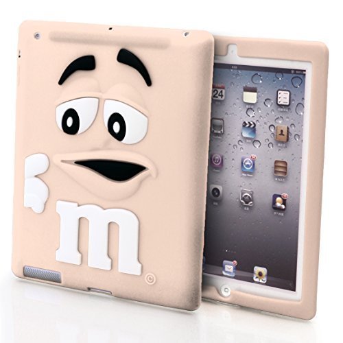 Schutzhülle für Apple iPad 4 / 3 / 2 (Silikon, 3D-Motiv M&M Bean Chocolate Candy), Cremefarben von TechDealsUK
