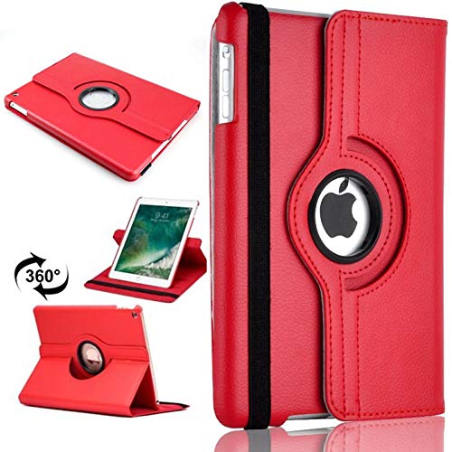 TechDealsUK 360 Grad drehbare Hülle für Apple iPad Air 2013 1. Generation 9,7 Zoll A1474 A1475 A1476 Lederständer Folio Cover Rot von TechDealsUK