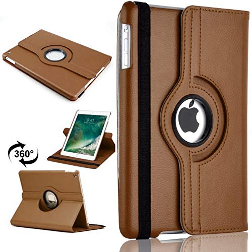 TechDealsUK 360 Grad drehbarer Leder-Ständer-Folio-Schutzhülle für Apple iPad Air 2 2014, Braun von TechDealsUK