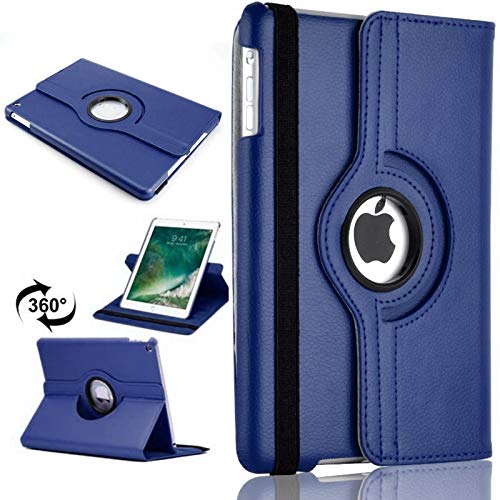 TechDealsUK Für iPad Mini 4 2015 iPad Mini 5 2019 360 Leder Drehbare Stand Hülle Folio Cover Blau von TechDealsUK