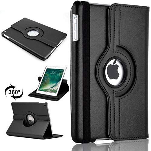 TechDealsUK Für iPad Mini 4 2015 iPad Mini 5 2019 360 Leder Drehbare Stand Hülle Folio Cover Schwarz von TechDealsUK