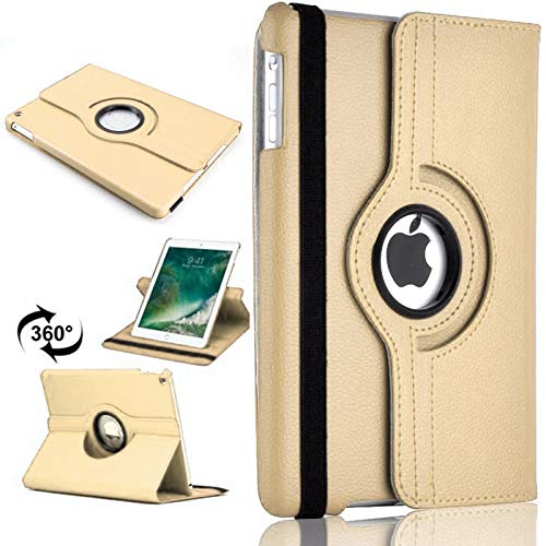 TechDealsUK 360 Grad drehbare Hülle für Apple iPad Air 2013 1. Generation 9,7 Zoll A1474 A1475 A1476 Lederständer Folio Cover Gold von TechDealsUK