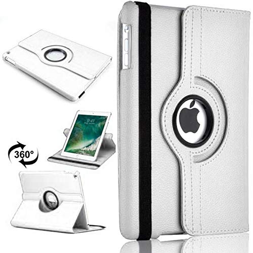 TechDealsUK 360 Grad drehbare Hülle für Apple iPad Air 2013 1. Generation 9,7 Zoll A1474 A1475 A1476 Lederständer Folio Cover Weiß von TechDealsUK