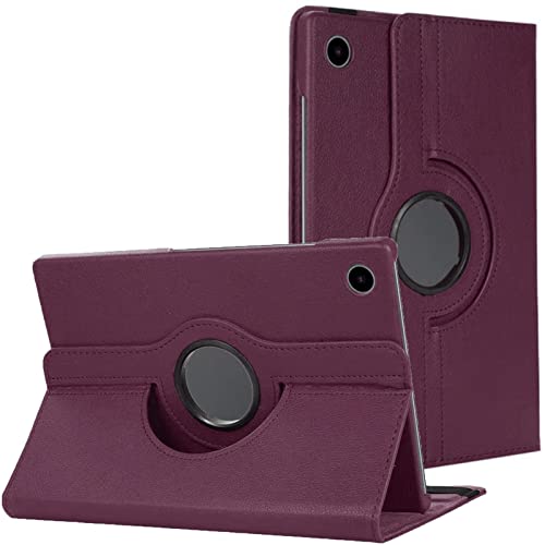 Um 360 Grad drehbare Hülle für Samsung Galaxy Tab A8 10.5 (2021) X200 X205 Leder Stand Cover (lila) von TechDealsUK