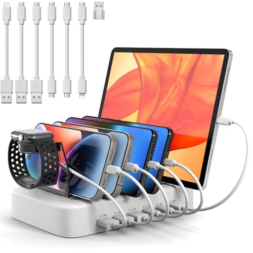 Ladestation für mehrere Geräte Schnelles PD 90W 6-Port Ladegerät mit 3X PD 20W USB C Ladeanschluss, weiß Ladestation für mehrere Geräte Schnelles PD 90W 6-Port Ladegerät mit 3X PD 20W USB C Ladeanschluss, weiß von TechDot