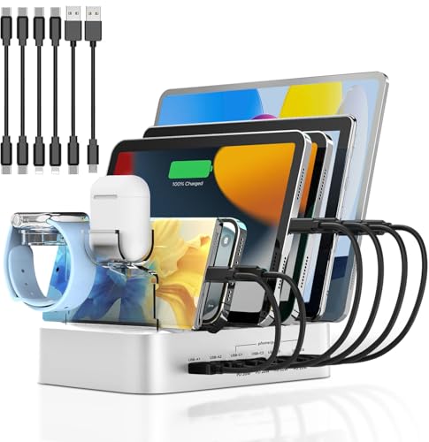 PD Ladestation USB C für mehrere Geräte Schnelles PD Ladegerät 100W 6-Port mit 4X PD 20W USB C Ladeanschluss, weiß PD Ladestation USB C für mehrere Geräte Schnelles PD Ladegerät 100W 6-Port mit 4X PD 20W USB C Ladeanschluss, weiß von TechDot