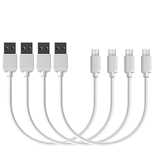 TechDot Kurze Micro USB Kabel 25CM Mini Micro USB Ladekabel für Ladestation Power Bank Android Geräte (4er Pack, Weiß) von TechDot