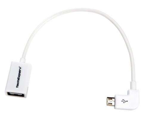 TechExpert Kabel USB Host/OTG Adapter Weiß Ellenbogen 90 °für Google Nexus 7 Nexus 10 und alle Smartphones und Tablets mit OTG-Funktion von TechExpert