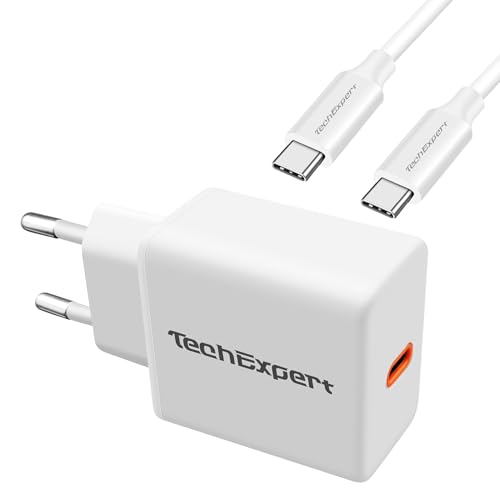 TechExpert Schnellladegerät Power Delivery 20 W (Weiß + Kabel C/C) von TechExpert