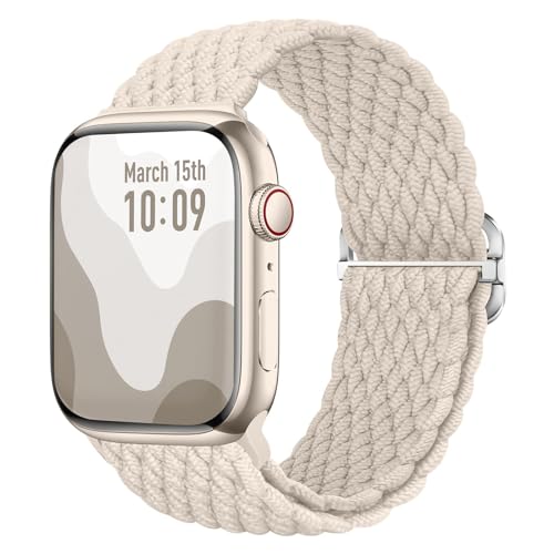 TechHorizonSSU Geflochtenes Solo Loop Armband Kompatibel mit Apple Watch Armband 38mm 40mm 41mm,Elastisches Nylon Armband für Apple Watch Series 9/8/7/6/5/4/3/2/1/Ultra/SE, für Männer und Frauen. von TechHorizonSSU