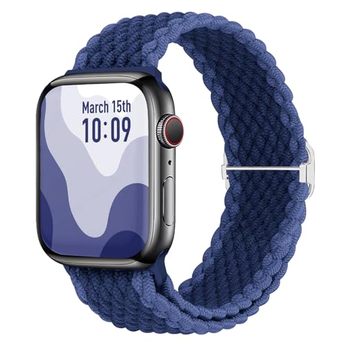 TechHorizonSSU Geflochtenes Solo Loop Armband Kompatibel mit Apple Watch Armband 38mm 40mm 41mm,Elastisches Nylon Armband für Apple Watch Series 9/8/7/6/5/4/3/2/1/Ultra/SE, für Männer und Frauen. von TechHorizonSSU