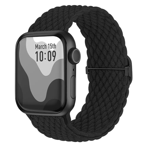 TechHorizonSSU Geflochtenes Solo Loop Armband Kompatibel mit Apple Watch Armband 38mm 40mm 41mm,Elastisches Nylon Armband für Apple Watch Series 9/8/7/6/5/4/3/2/1/Ultra/SE, für Männer und Frauen. von TechHorizonSSU