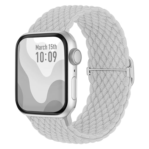 TechHorizonSSU Geflochtenes Solo Loop Armband Kompatibel mit Apple Watch Armband 38mm 40mm 41mm,Elastisches Nylon Armband für Apple Watch Series 9/8/7/6/5/4/3/2/1/Ultra/SE, für Männer und Frauen. von TechHorizonSSU