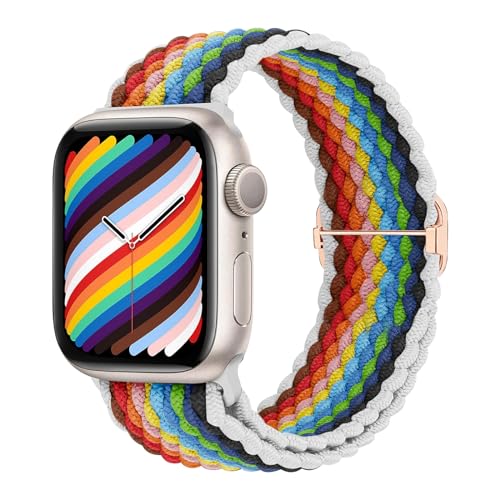 TechHorizonSSU Geflochtenes Solo Loop Armband Kompatibel mit Apple Watch Armband 42mm 44mm 45mm 49mm,Elastisches Nylon Armband für Apple Watch Series 9/8/7/6/5/4/3/2/1/Ultra/SE, für Männer und Frauen. von TechHorizonSSU