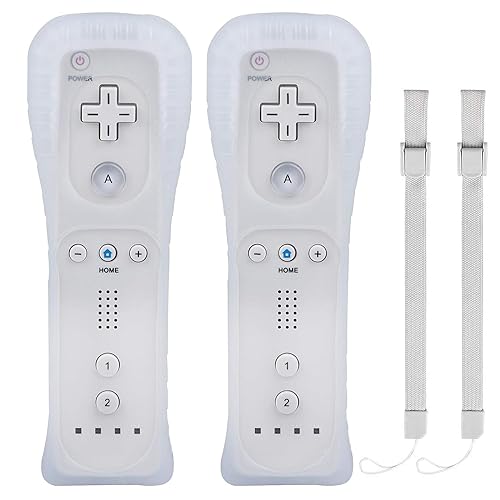 2 WII Controller Fernbedienung Remote Game Linker Controller mit Silikonhülle Armban, ohne Motion Plus von TechKen