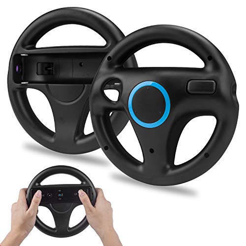 TechKen 2 STK Racing Lenkrad Wheel für Wii Fernbedienung Kompatibel mit Wii Kart,Racing Wheel für Wii Controller Kunststoff Game Lenkrad für Wii Racing Spiele von TechKen