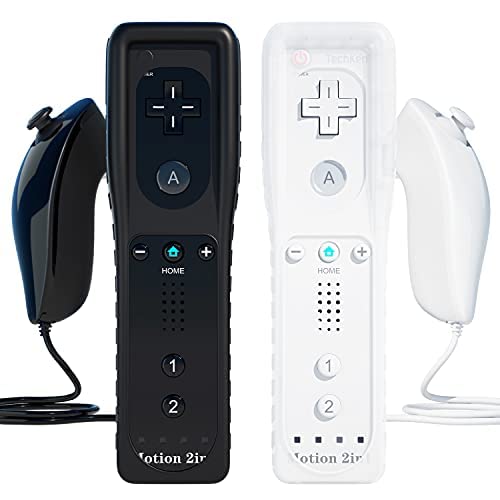 TechKen Controller für Wii mit Motion Plus und Wii Nunchuck Controller Wii Fernbedienung Nunchuk Kontroller Wii Vernbedinung Remote Plus Controller Ersatz für Wii/WiiU (Black&White) von TechKen