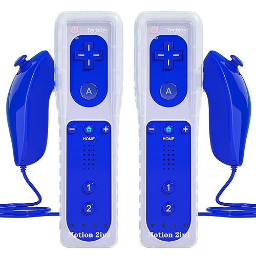 TechKen Controller für Wii mit Motion Plus und Wii Nunchuck Controller Wii Fernbedienung Nunchuk Kontroller Wii Vernbedinung Remote Plus Controller Ersatz für Wii/WiiU (Dark Blue) von TechKen