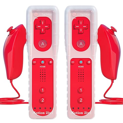 TechKen Controller für Wii mit Motion Plus und Wii Nunchuck Controller Wii Fernbedienung Nunchuk Kontroller Wii Vernbedinung Remote Plus Controller Ersatz für Wii/WiiU Konsole von TechKen